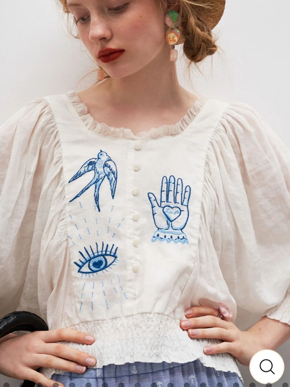 NWT Unilogical Poem embroidered top, size M